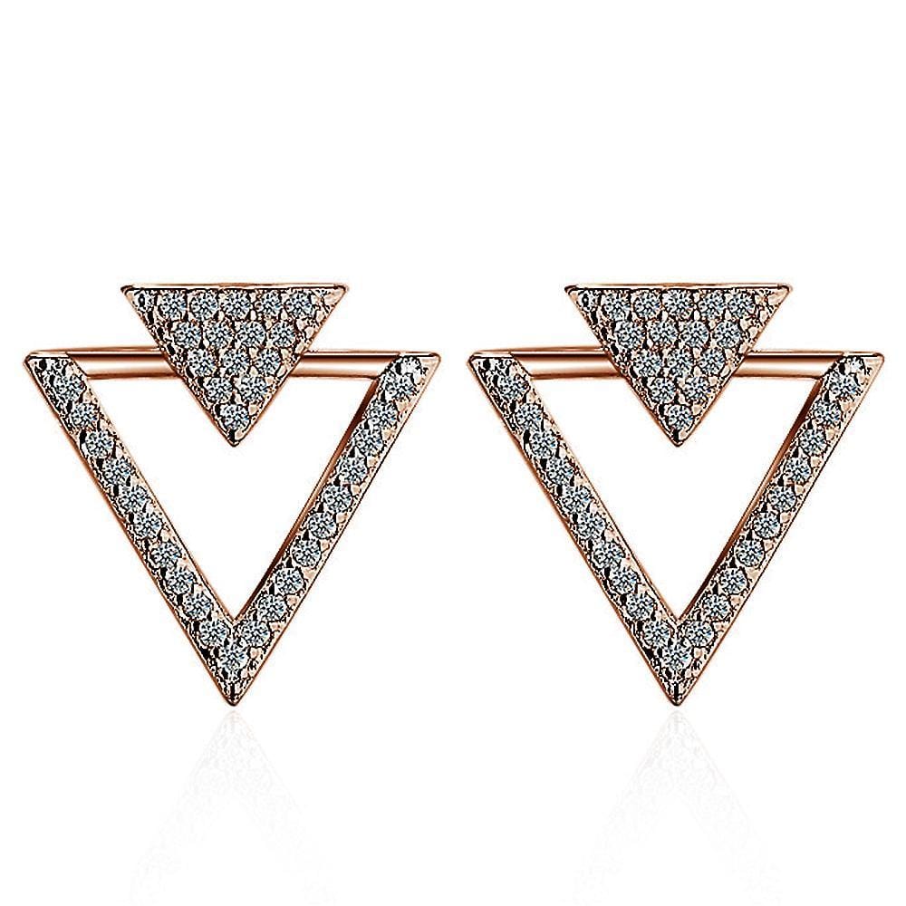 Inverted Pyramid Stud Earrings Rose Gold - Brilliant Co