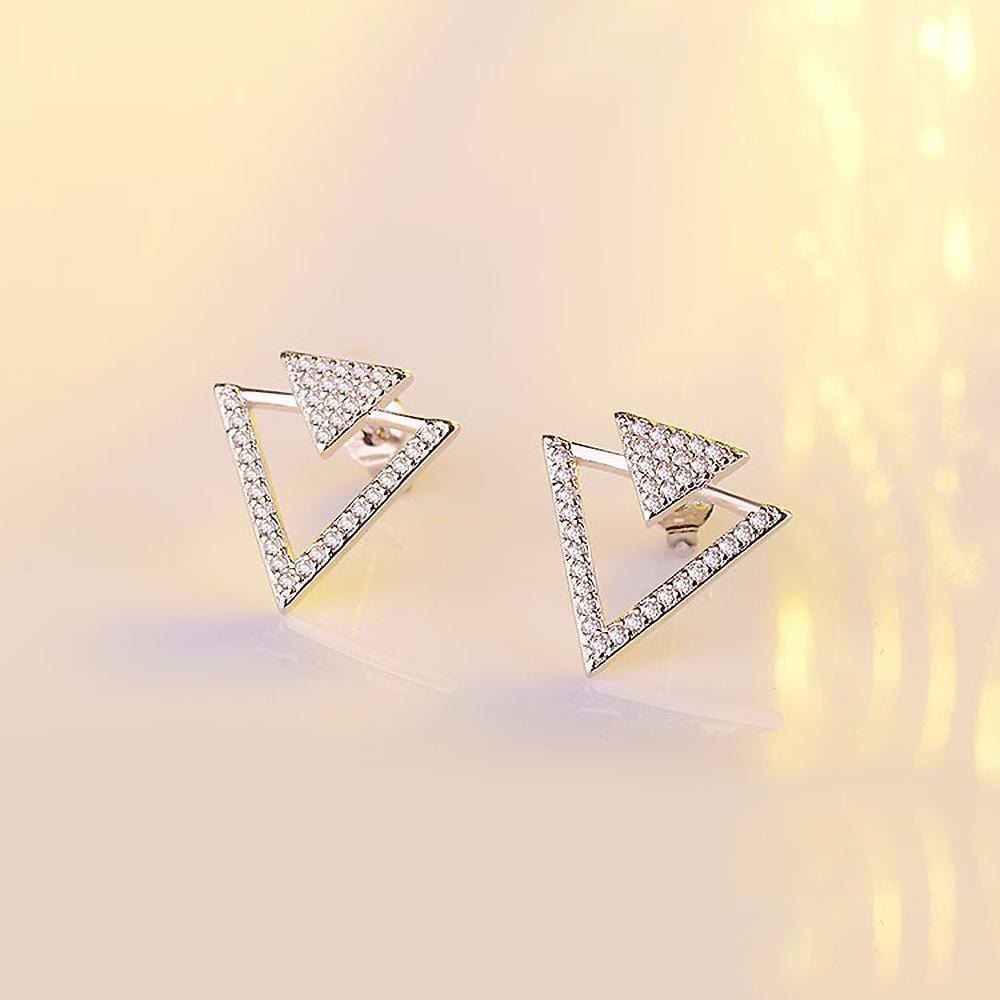 Inverted Pyramid Stud Earrings White Gold - Brilliant Co