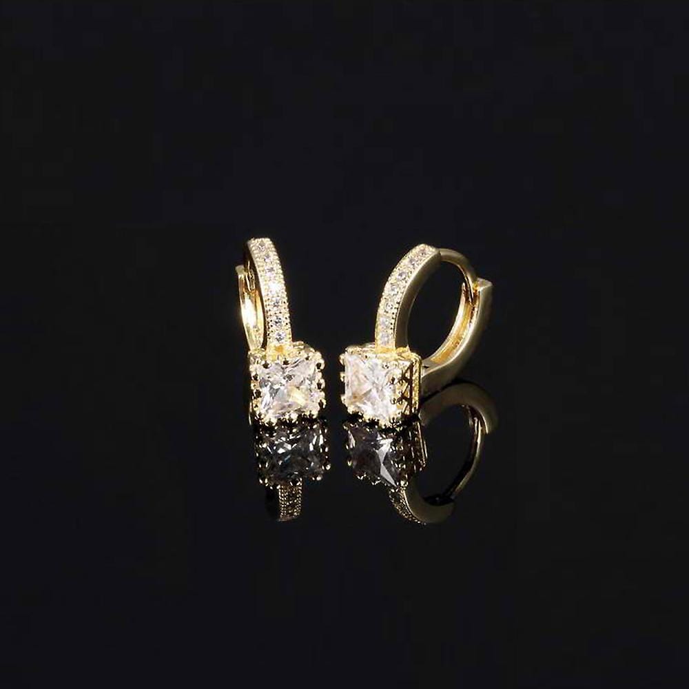 Huggie Earrings Princess Glamour Gold Clear - Brilliant Co