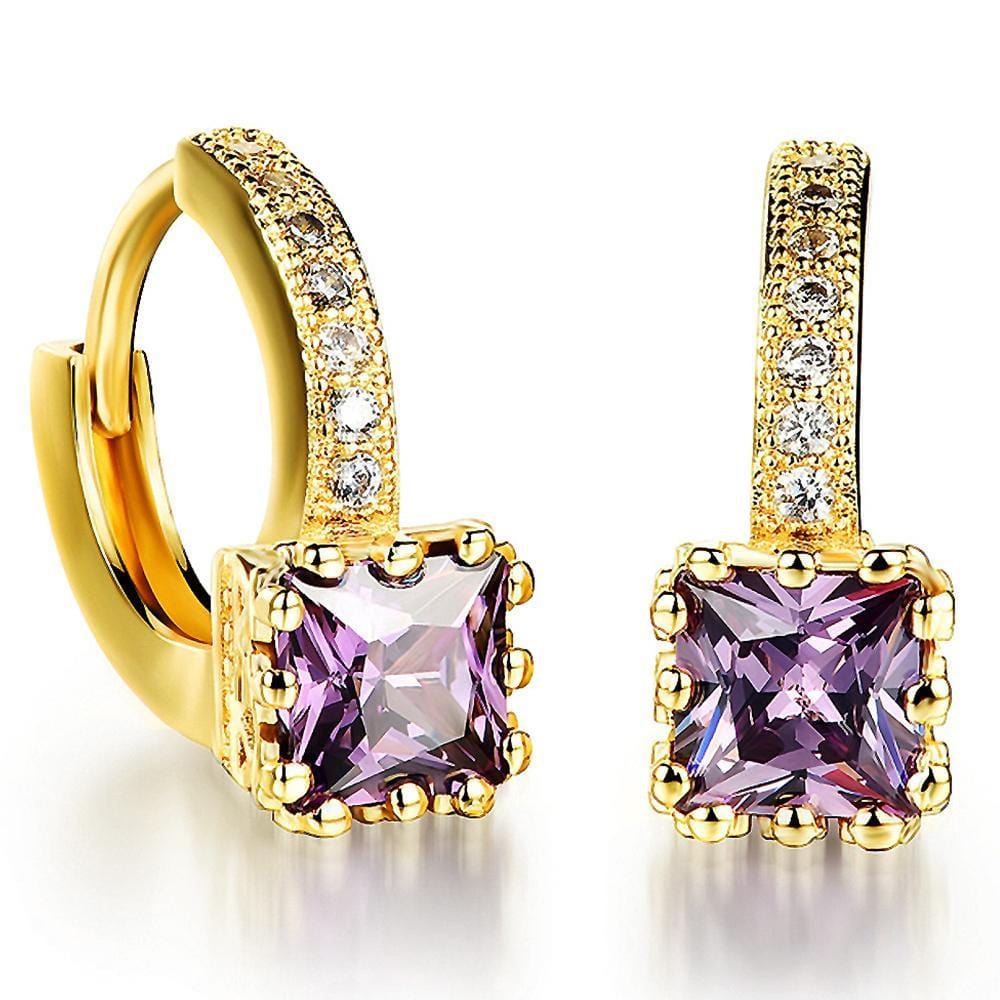 Huggie Earrings Princess Glamour Gold Purple