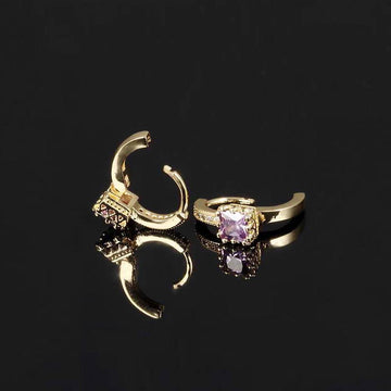 Huggie Earrings Princess Glamour Gold Purple