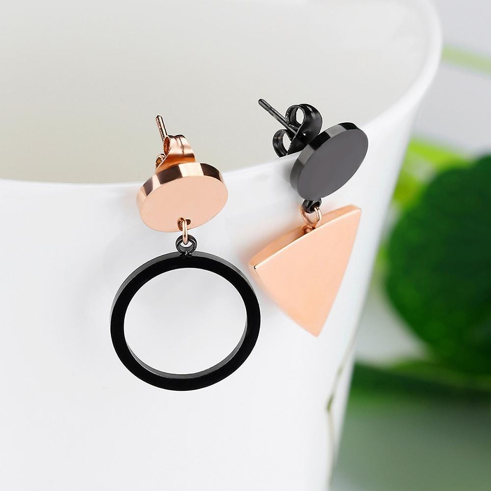 Modern Geometric Style Drop Earrings Triangle & Circle - Brilliant Co