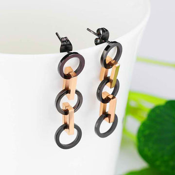 Modern Geometric Style Drop Earrings Rectangles & Circles - Brilliant Co