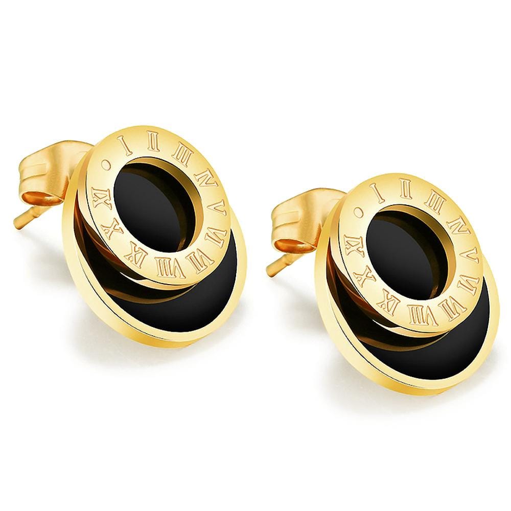 Modern Geometric Style Stud Earrings Circles Gold - Brilliant Co