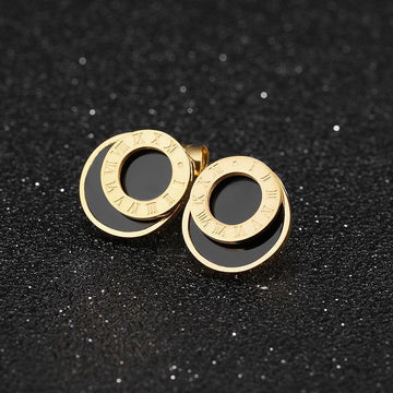 Modern Geometric Style Stud Earrings Circles Gold - Brilliant Co