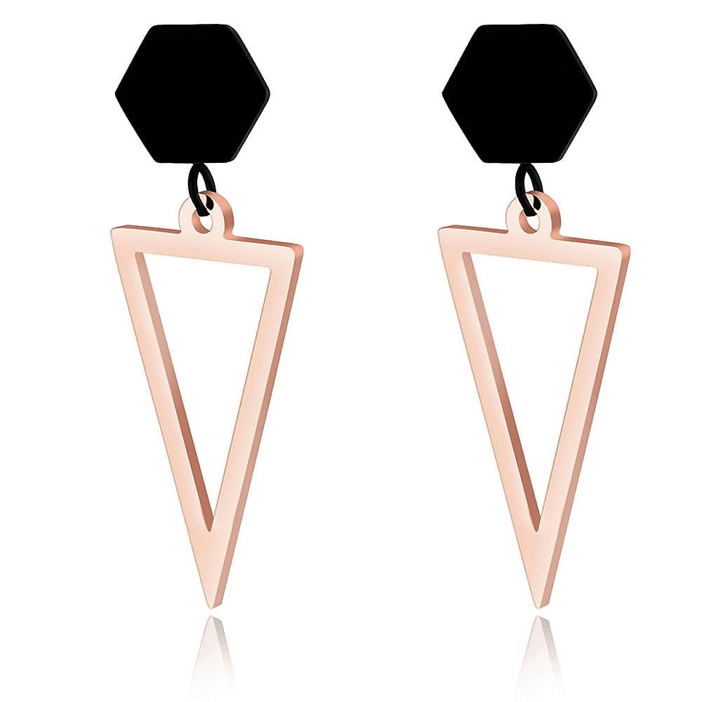 Modern Geometric Style Dangle Earrings Hexa & Triangle