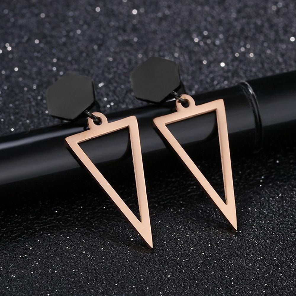 Modern Geometric Style Dangle Earrings Hexa & Triangle