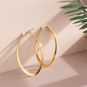 Sexy Oval Gold Hoop Earrings 60mm
