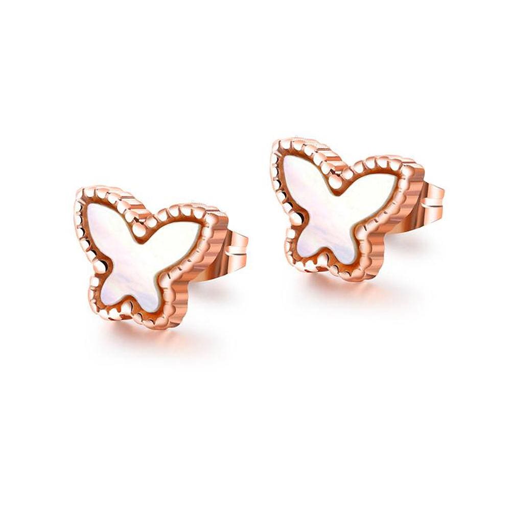 Butterfly Silhouette Stud Earrings White - Brilliant Co
