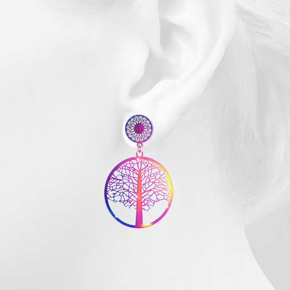 Laser Etched Earrings In Rainbow