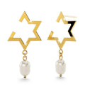 Starry Pearl Drop Earrings in Gold - Brilliant Co