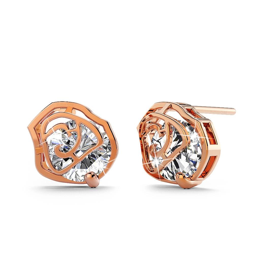 Pretty Rose Stud Earrings in Rose Gold - Brilliant Co