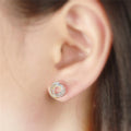 Que Shimmery Twirl Stud Tri Tone Layered Earrings - Brilliant Co