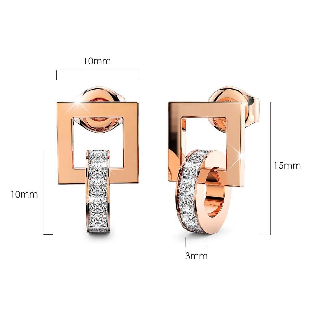 Rolling CZ Stud Earrings in Rose Gold Layered Steel Jewellery