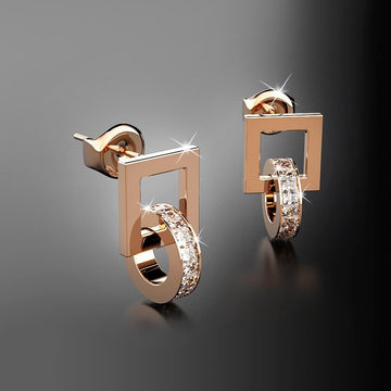 Rolling CZ Stud Earrings in Rose Gold Layered Steel Jewellery