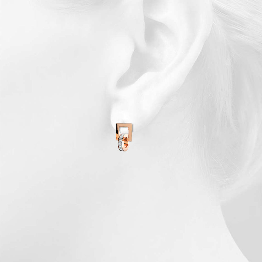 Rolling CZ Stud Earrings in Rose Gold Layered Steel Jewellery