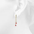 Red Dot Dangle Gold Layered Earrings