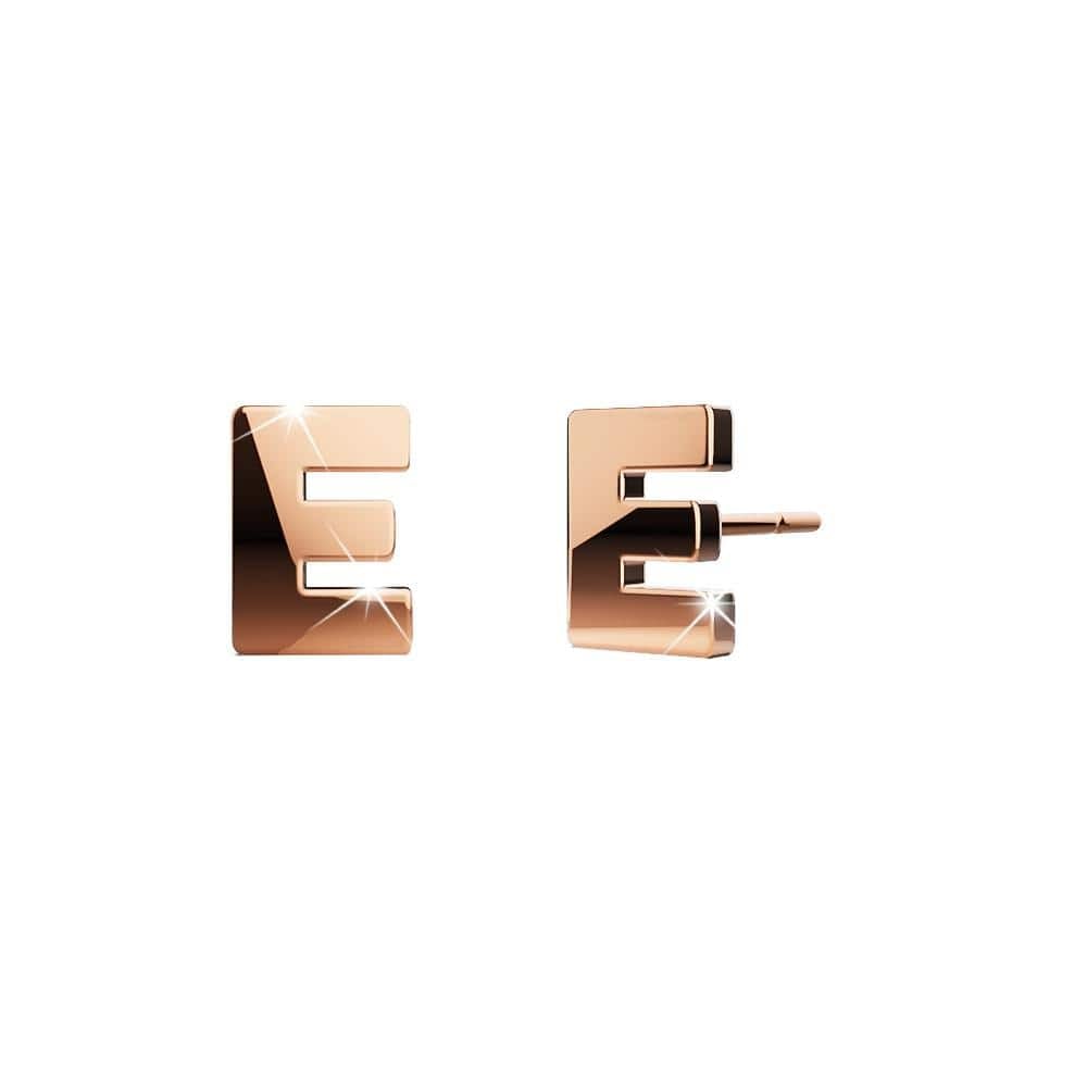 Bold Alphabet Letter Initial Charm Earrings in Rose Gold Tone - 18