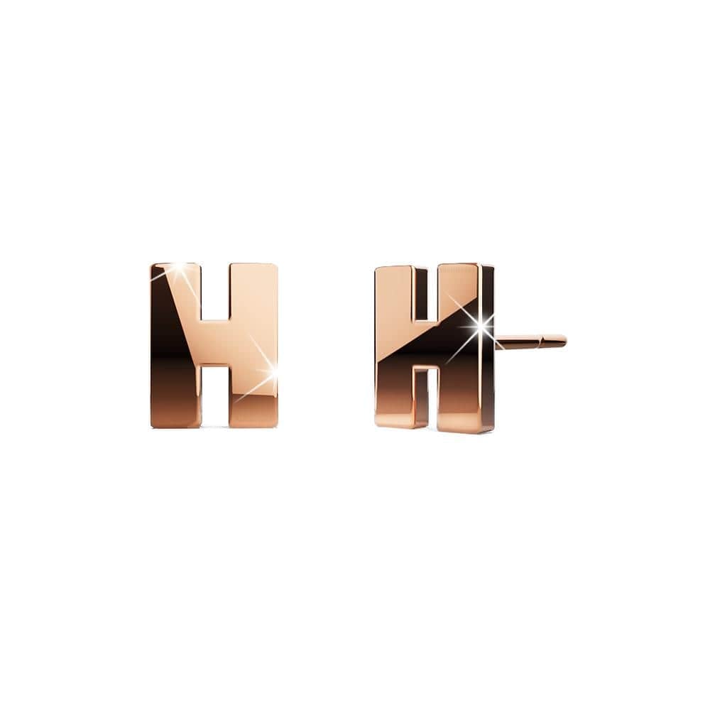 Bold Alphabet Letter Initial Charm Earrings in Rose Gold Tone - 30