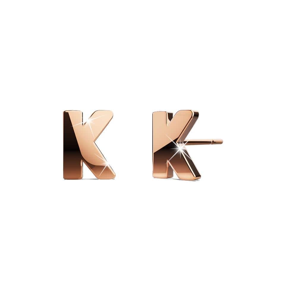 Bold Alphabet Letter Initial Charm Earrings in Rose Gold Tone - 42