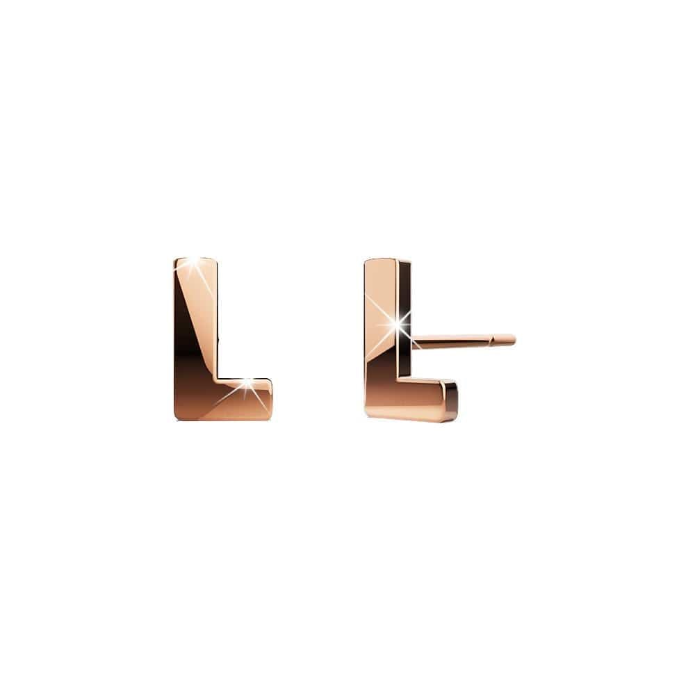 Bold Alphabet Letter Initial Charm Earrings in Rose Gold Tone - 46