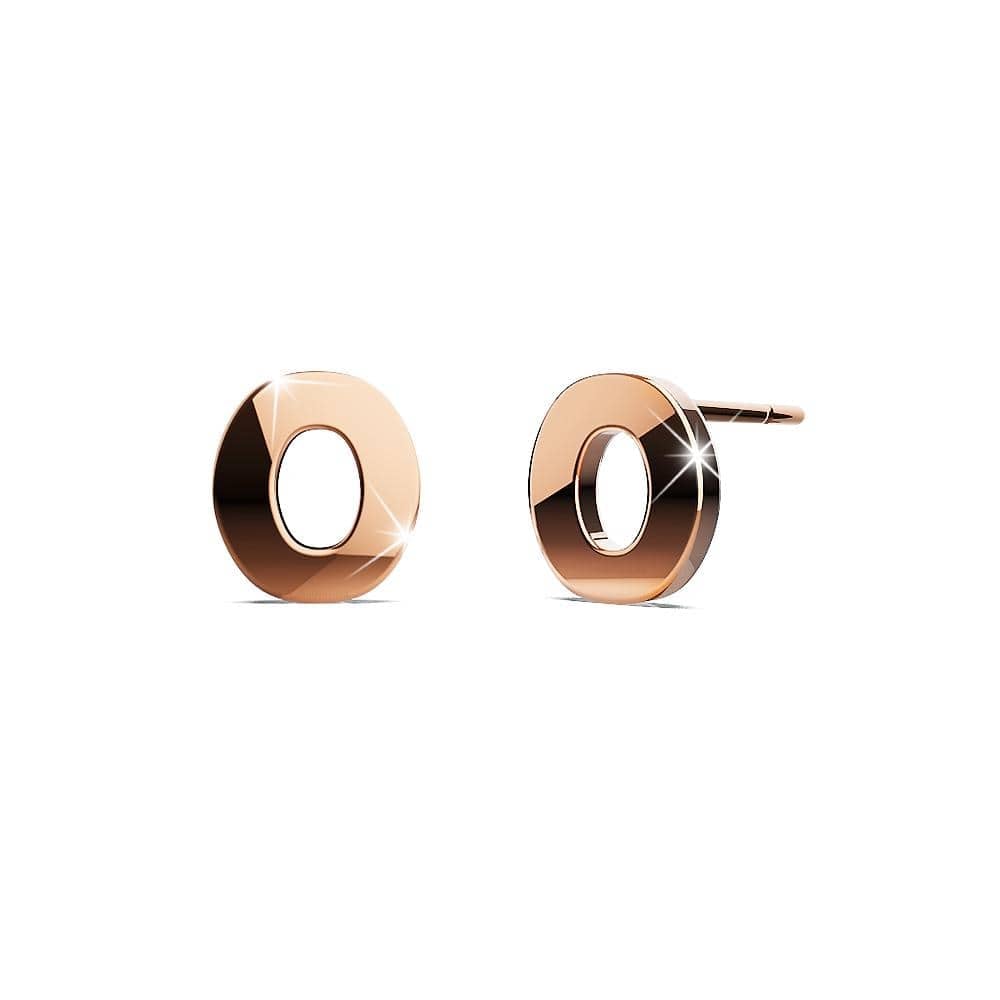 Bold Alphabet Letter Initial Charm Earrings in Rose Gold Tone - 58