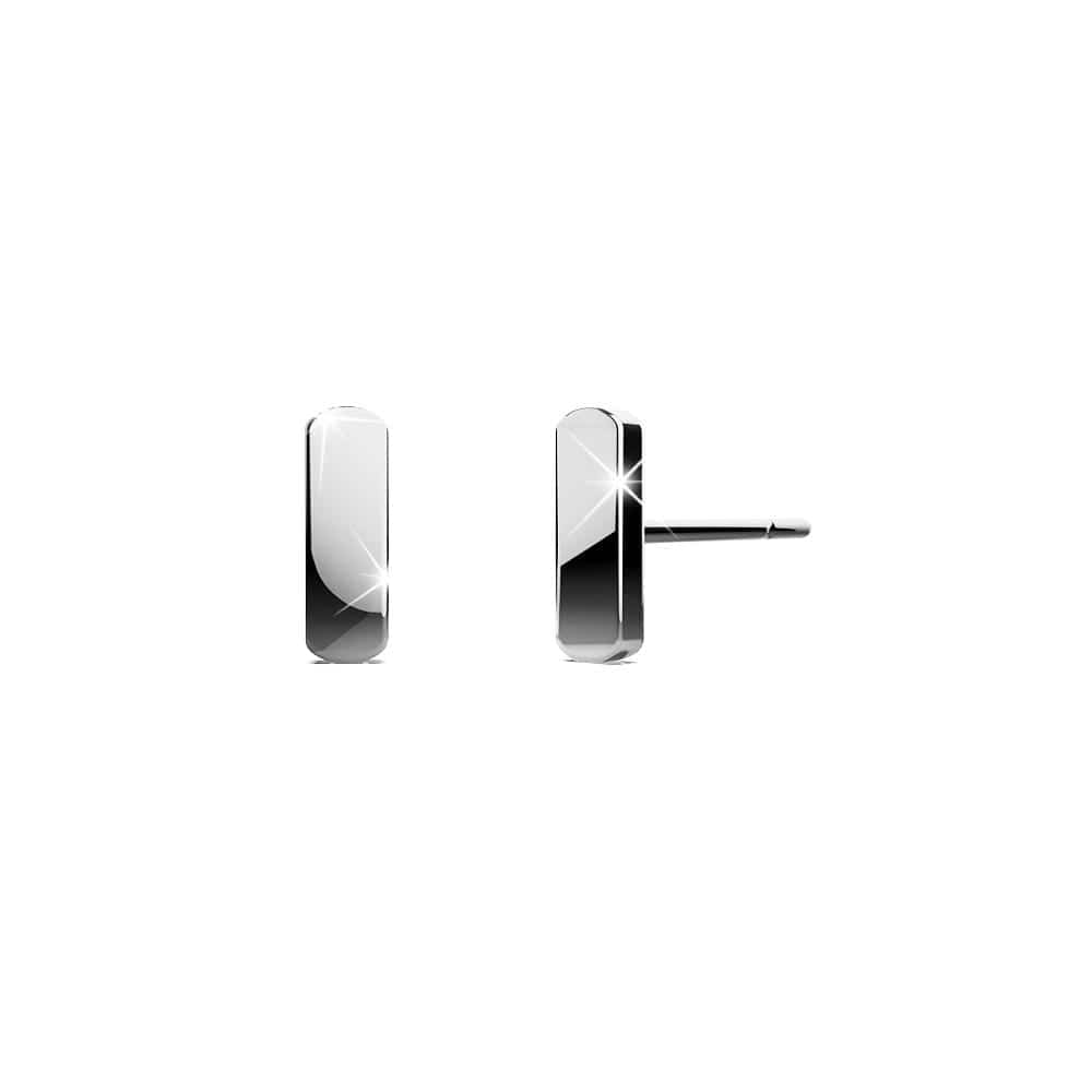 Bold Alphabet Letter Initial Charm Earrings in White Gold Tone - 34