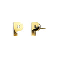 Bold Alphabet Letter Initial Charm Earrings in Gold Tone - 62