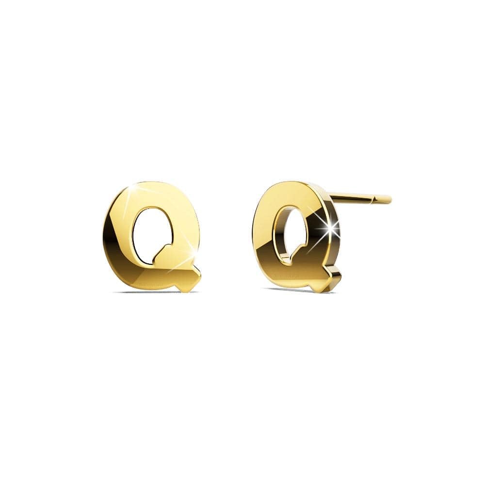 Bold Alphabet Letter Initial Charm Earrings in Gold Tone - 66