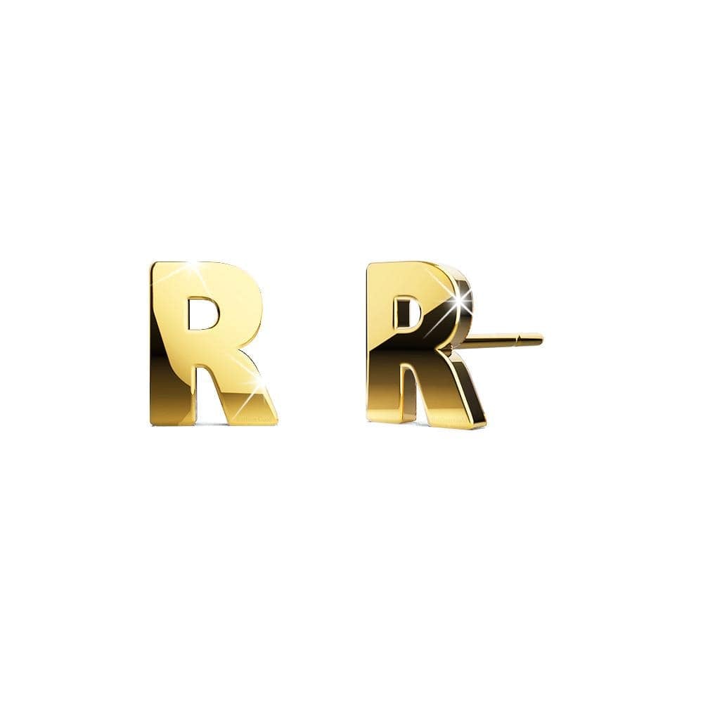 Bold Alphabet Letter Initial Charm Earrings in Gold Tone - 70
