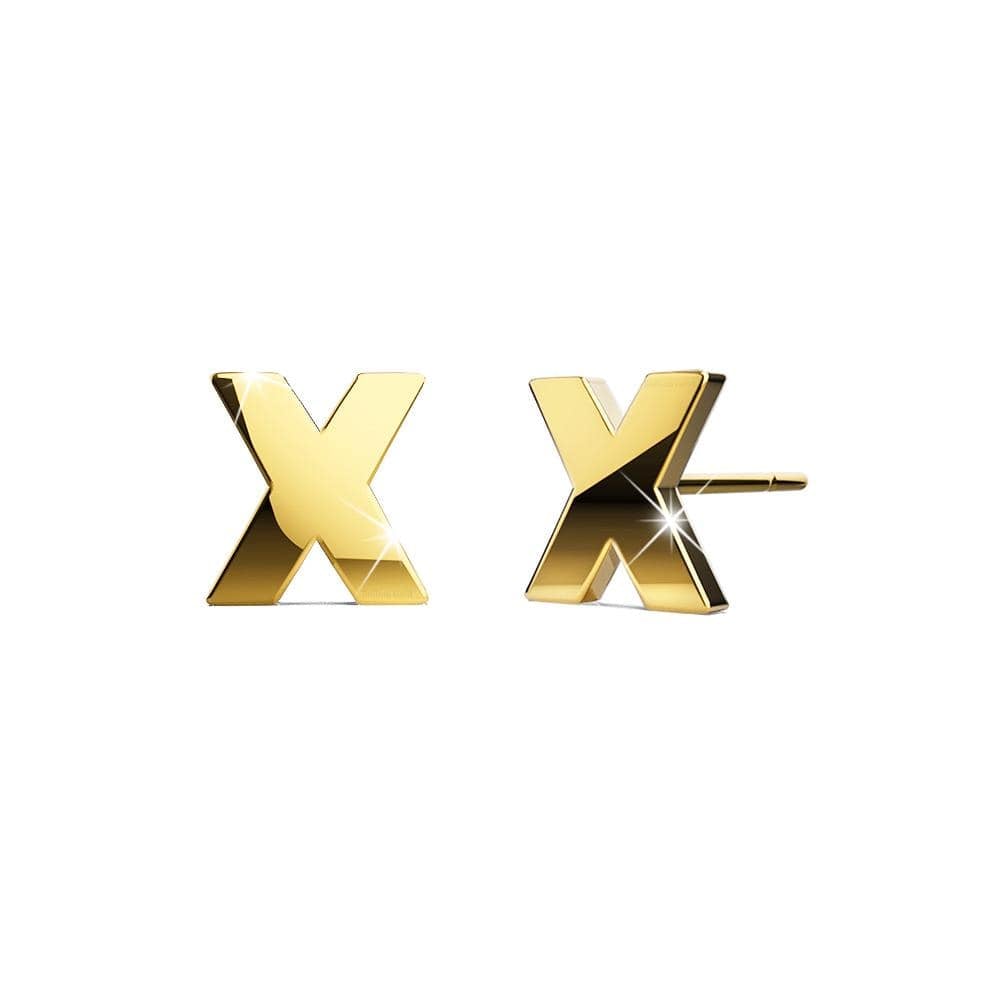 Bold Alphabet Letter Initial Charm Earrings in Gold Tone - 94