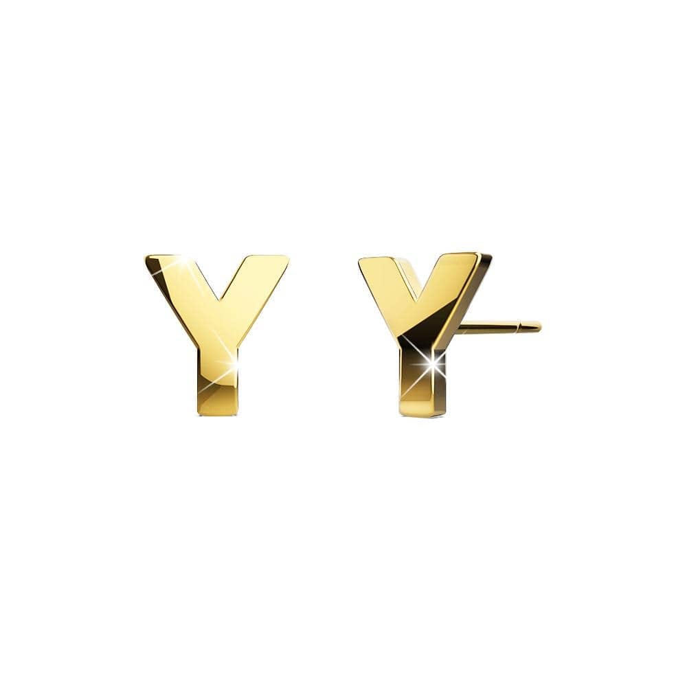 Bold Alphabet Letter Initial Charm Earrings in Gold Tone - 98