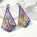 Laser Etched Kite-Shaped Earrings In Rainbow