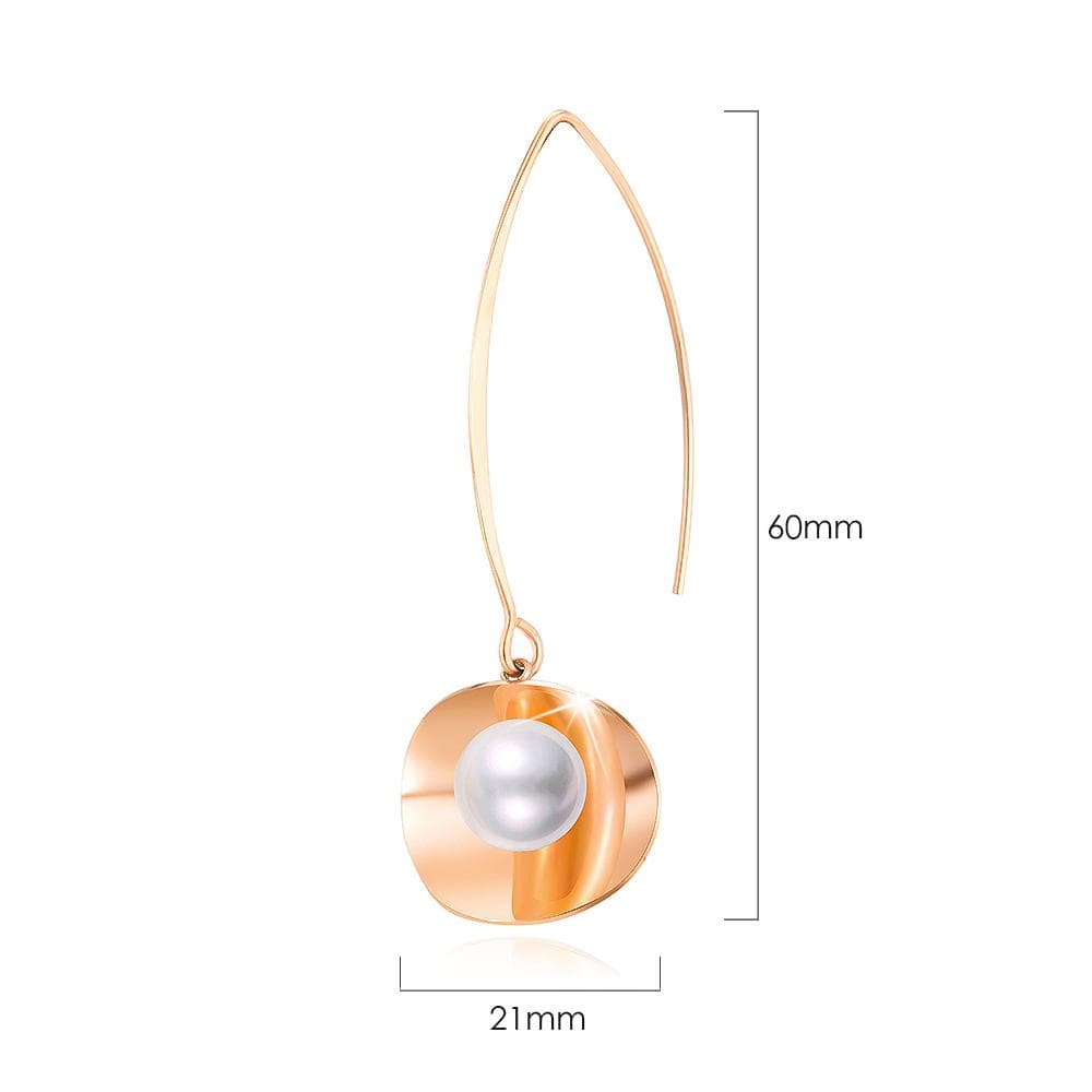 Earthy Pearl Core Hook Earrings in Rose Gold
