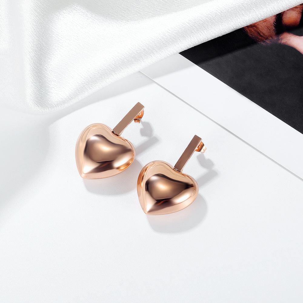 Beating Heart Stud Earrings in Rose Gold - Brilliant Co