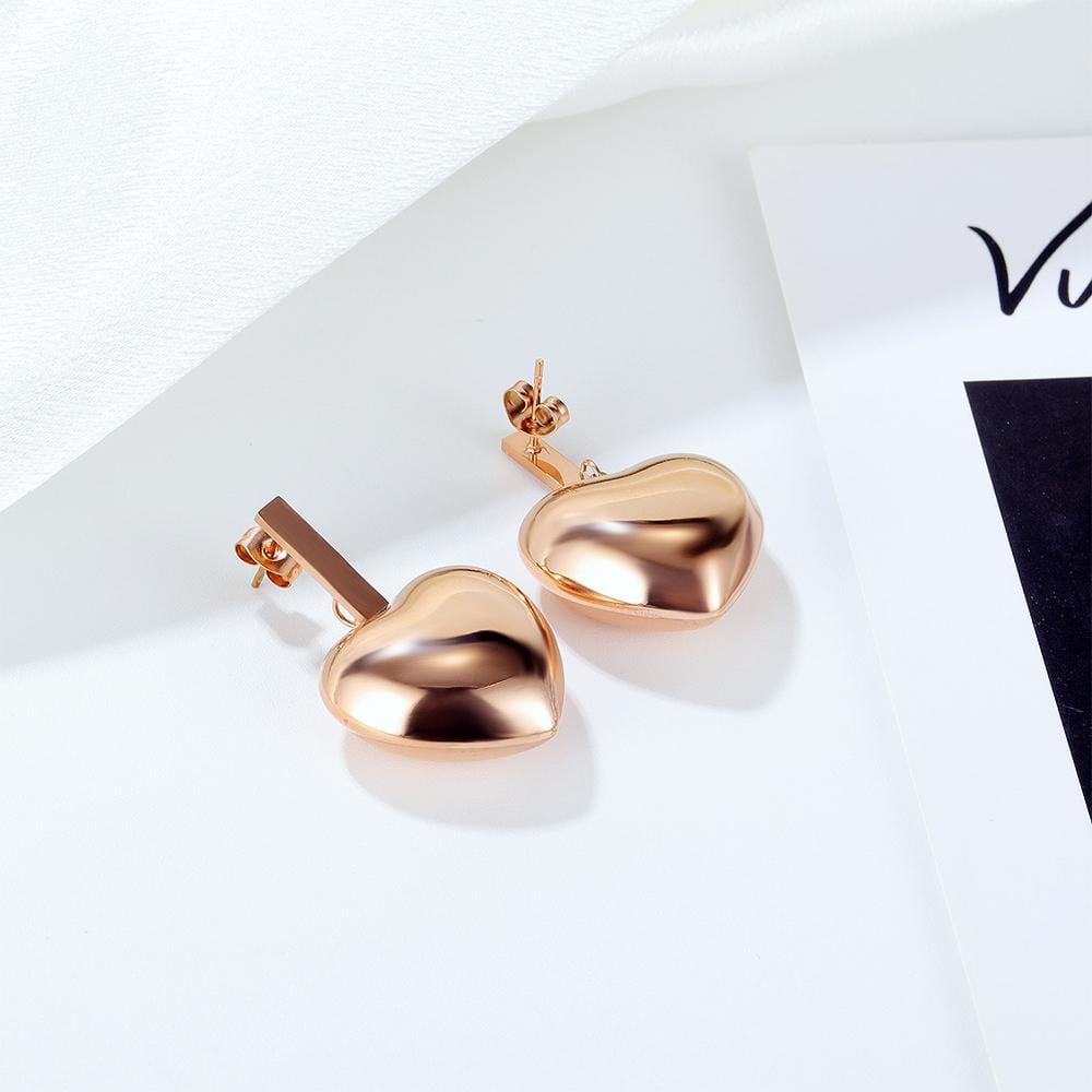 Beating Heart Stud Earrings in Rose Gold - Brilliant Co