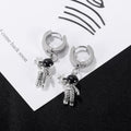 Little Astronaut Dangle Earring in White Gold