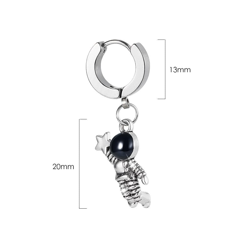 Little Astronaut Dangle Earring in White Gold