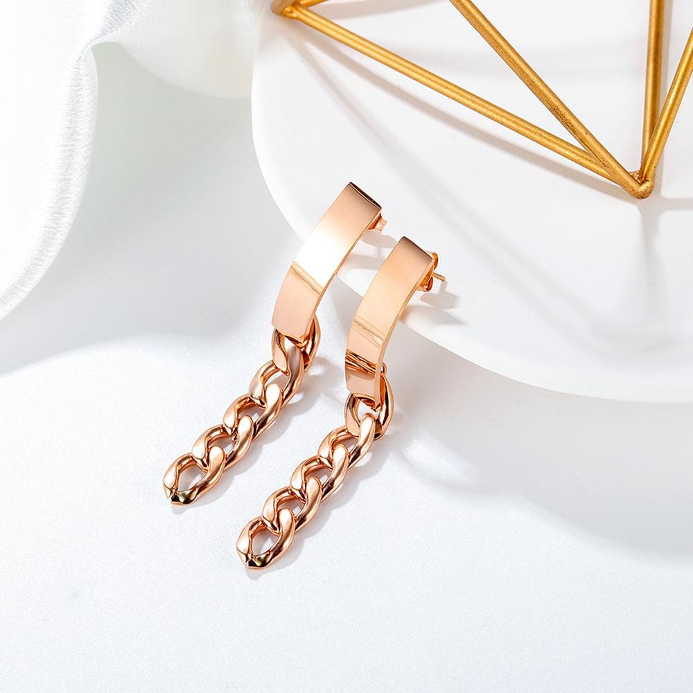 Royal Chain Stud Earrings in Rose Gold