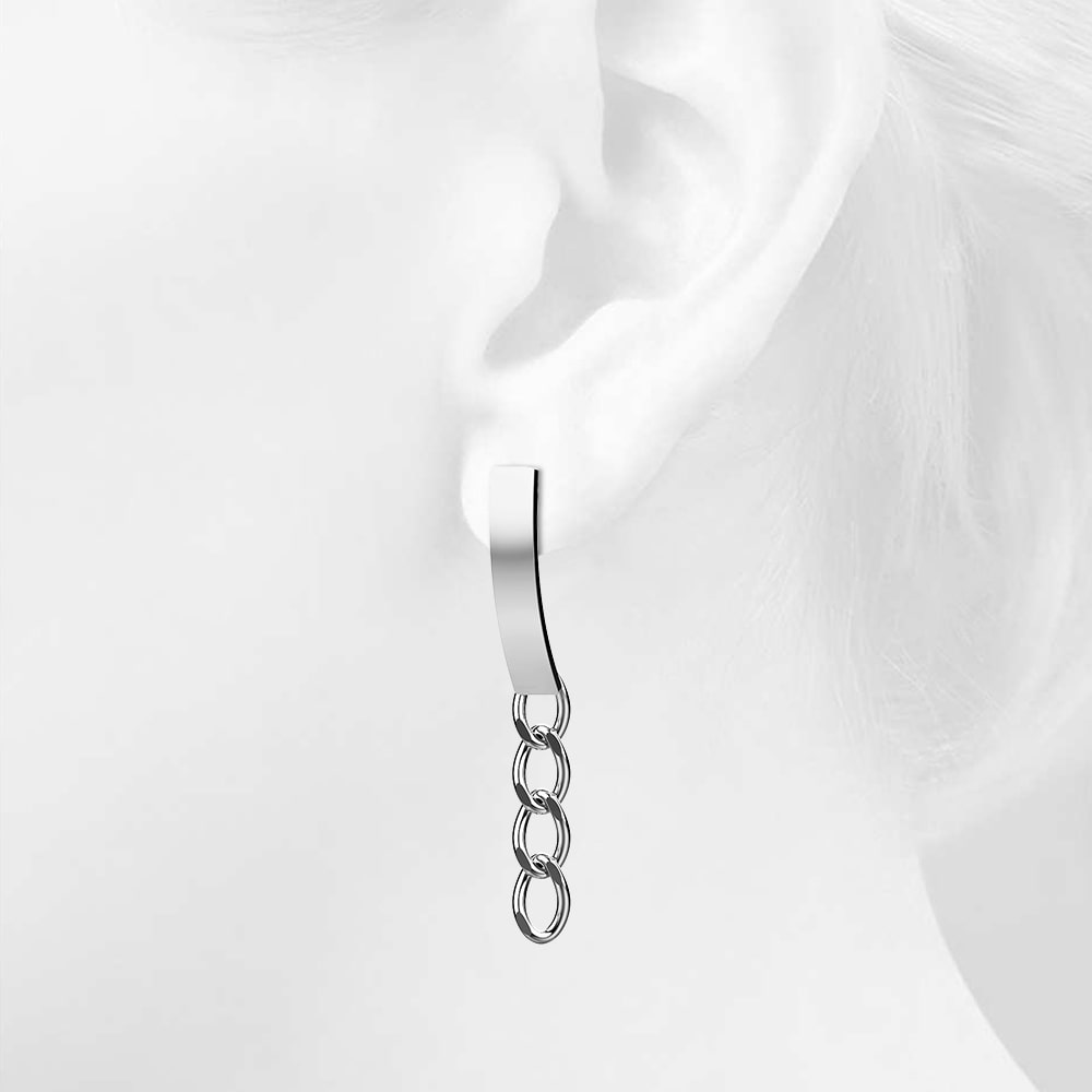 Royal Chain Stud Earrings in White Gold