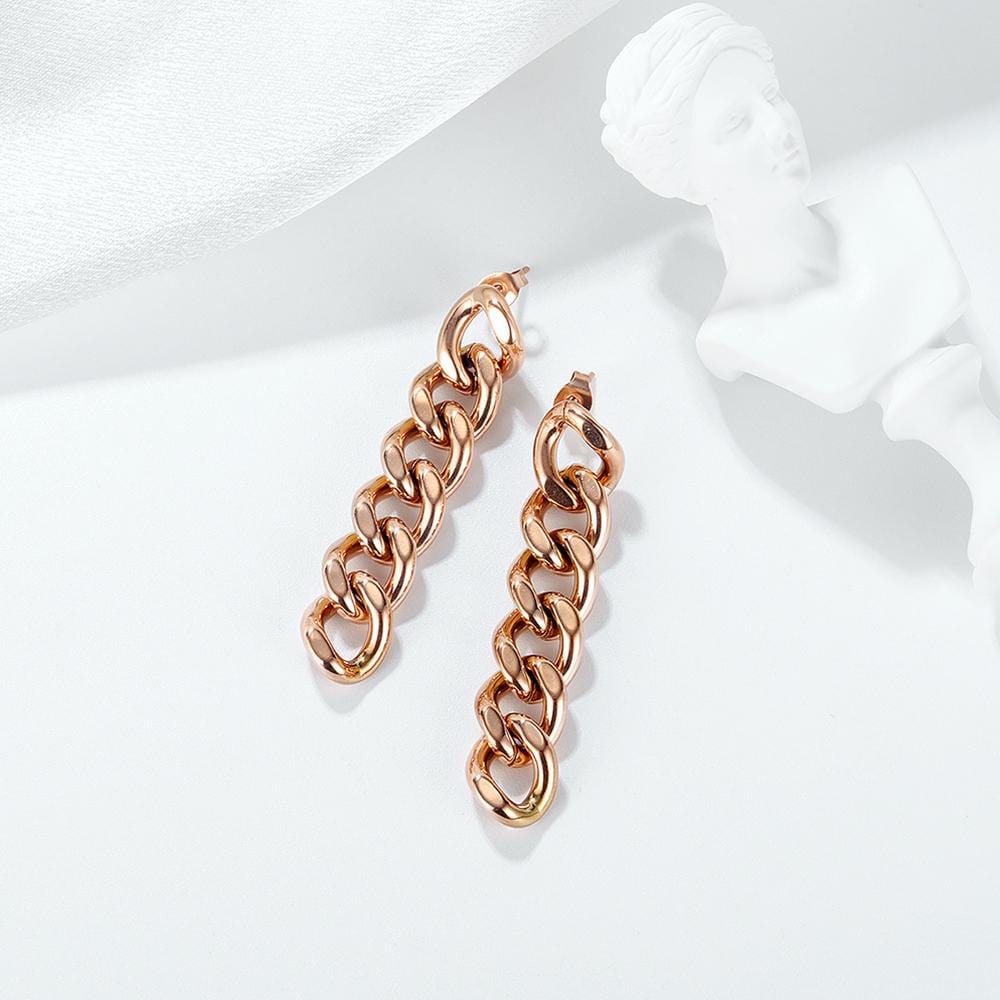 Glam Chain Dangle Earrings in Rose Gold