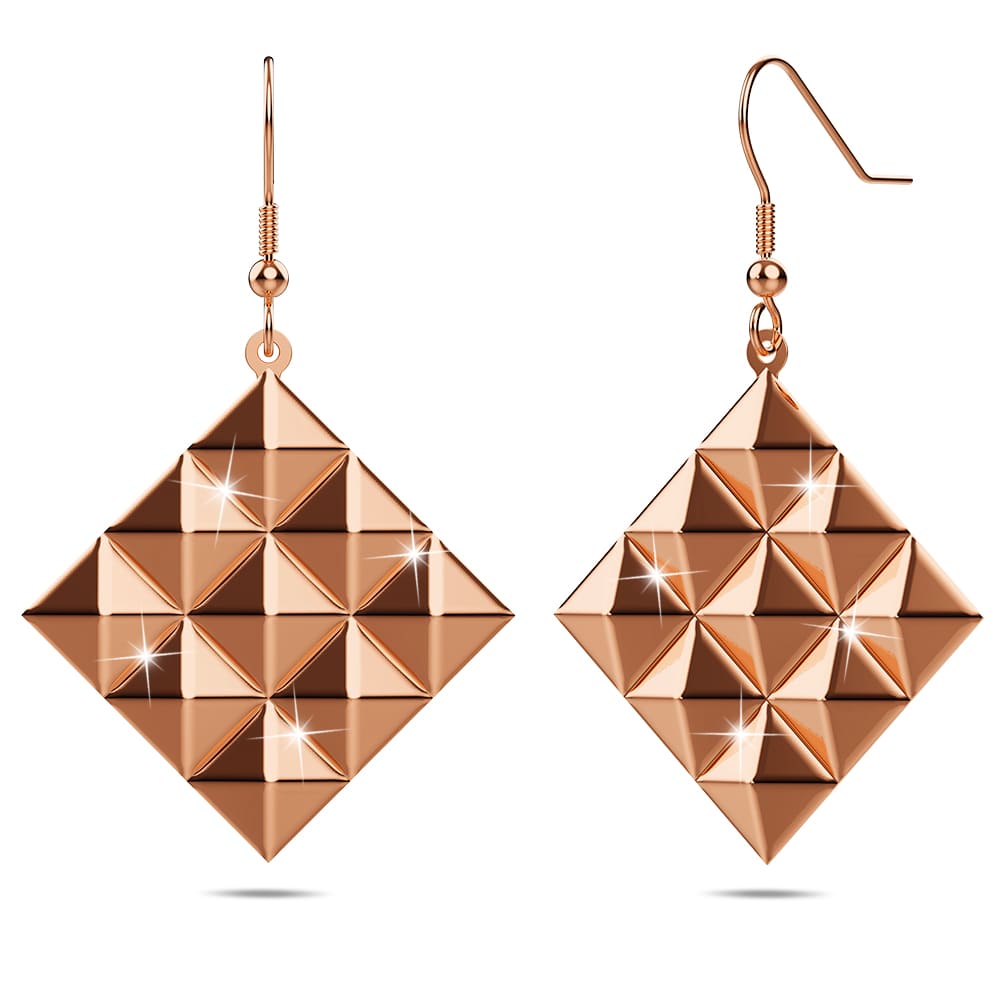 Fascination Geometric Diamond Shape Metallic  Earrings Rose Gold