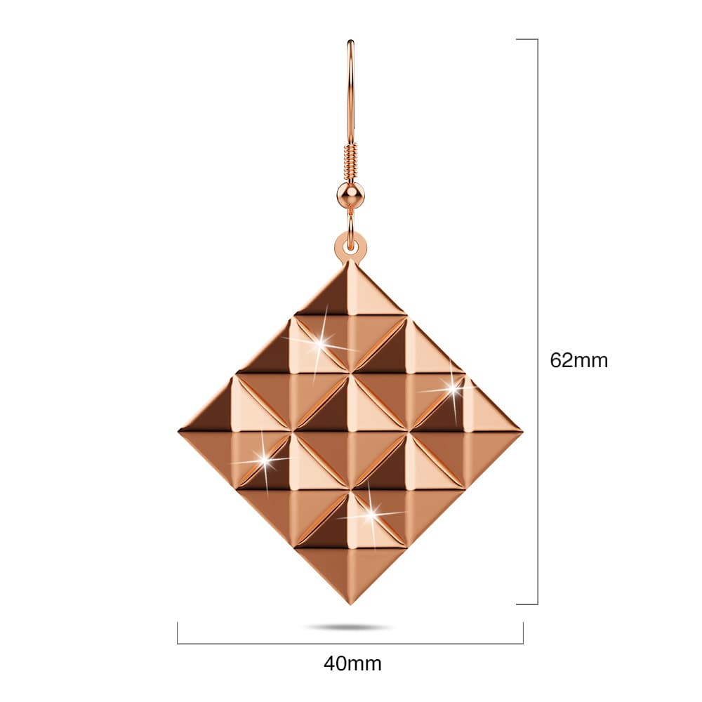 Fascination Geometric Diamond Shape Metallic  Earrings Rose Gold