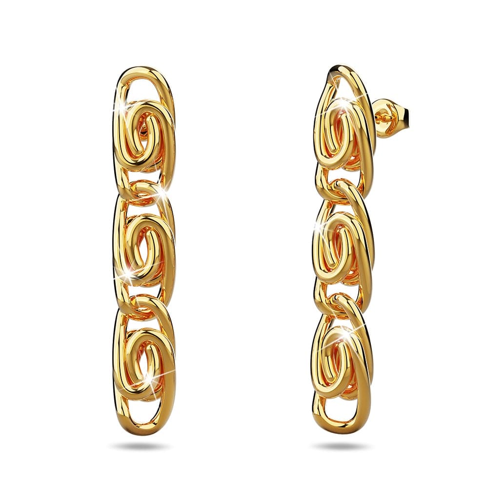 Bianca Fancy Clip Link Chain Gold Drop Earrings