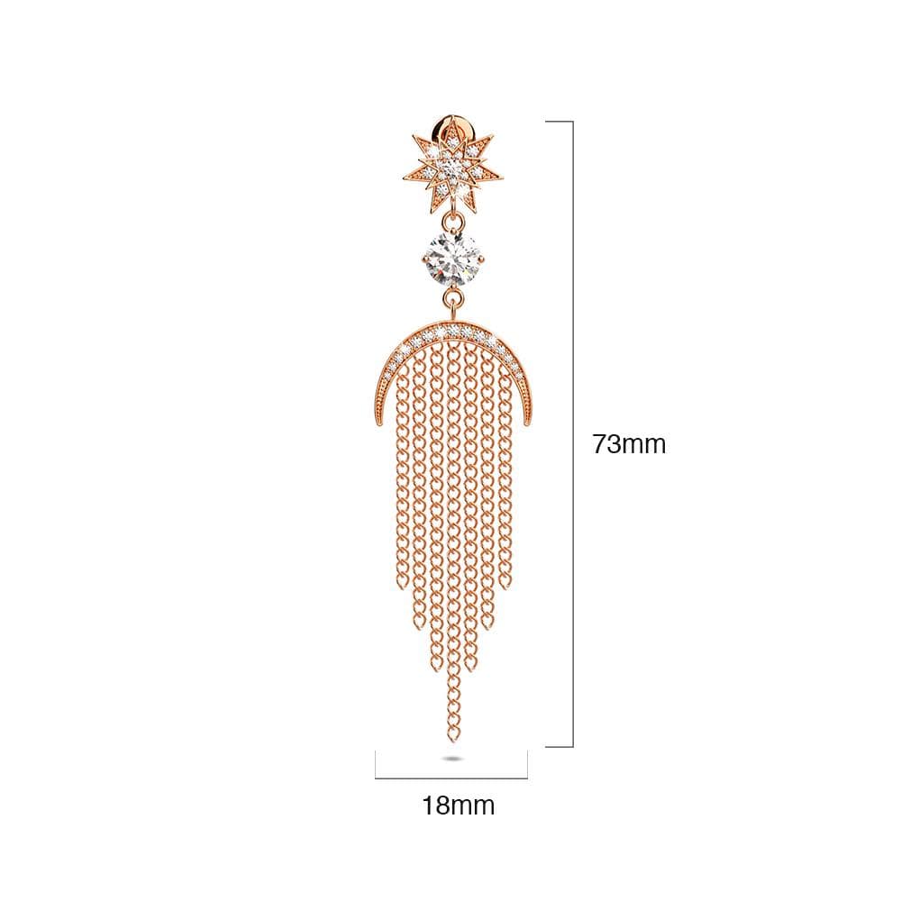 Star Sun & Moon Diamonelle Chandelier Tassle Drop Earrings Rose Gold