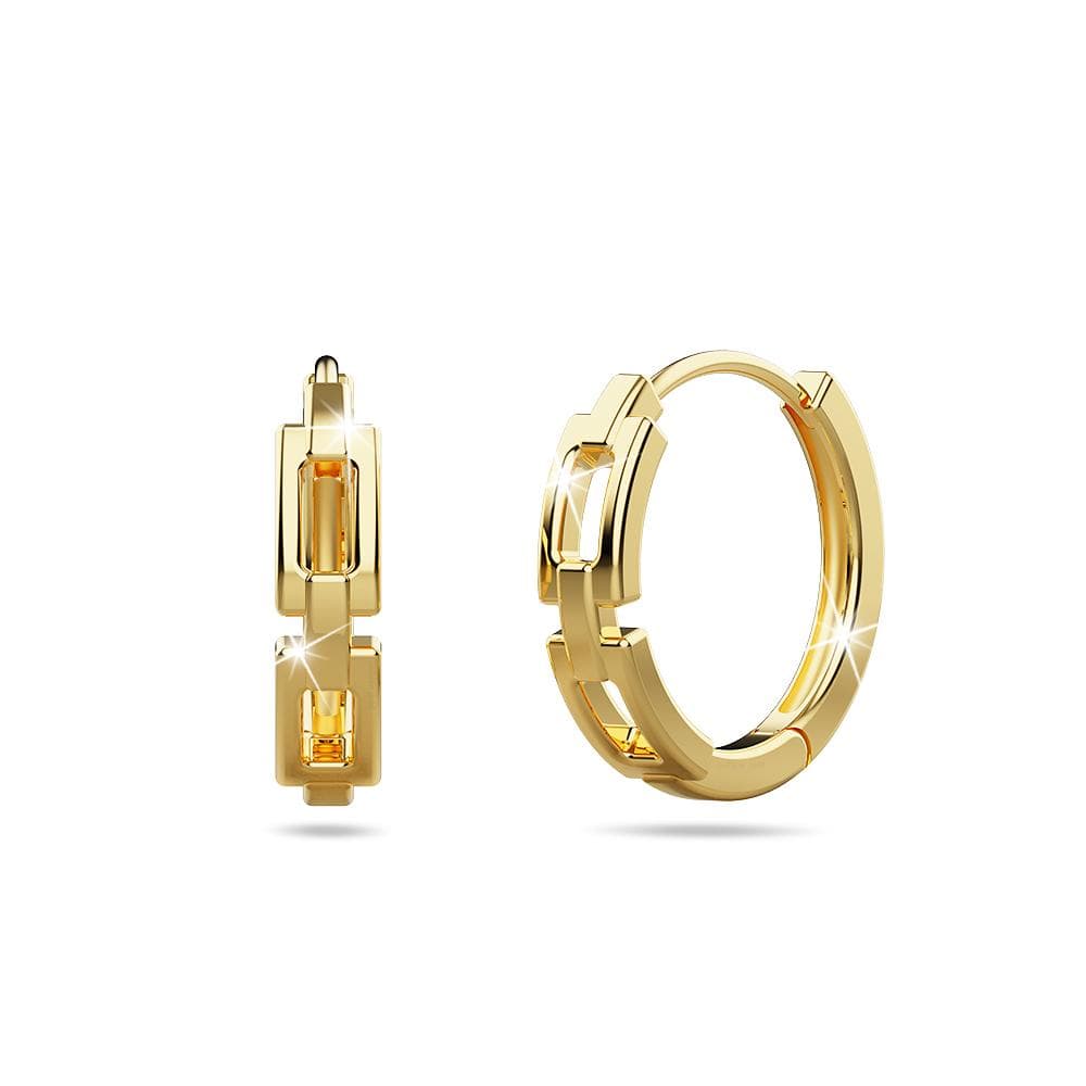 Square Linked Chain Huggie Hoop Earrings Gold - Brilliant Co