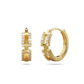 Square Linked Chain & CZ Huggie Hoop Earrings Gold - Brilliant Co