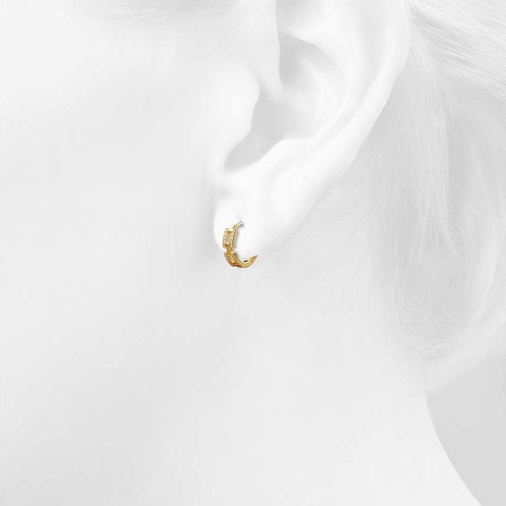 Square Linked Chain &amp; CZ Huggie Hoop Earrings Gold - Brilliant Co