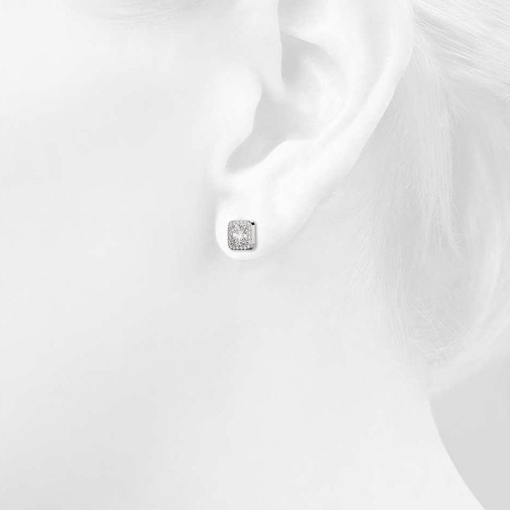 Meissa Cube White Gold Stud Earrings - Brilliant Co