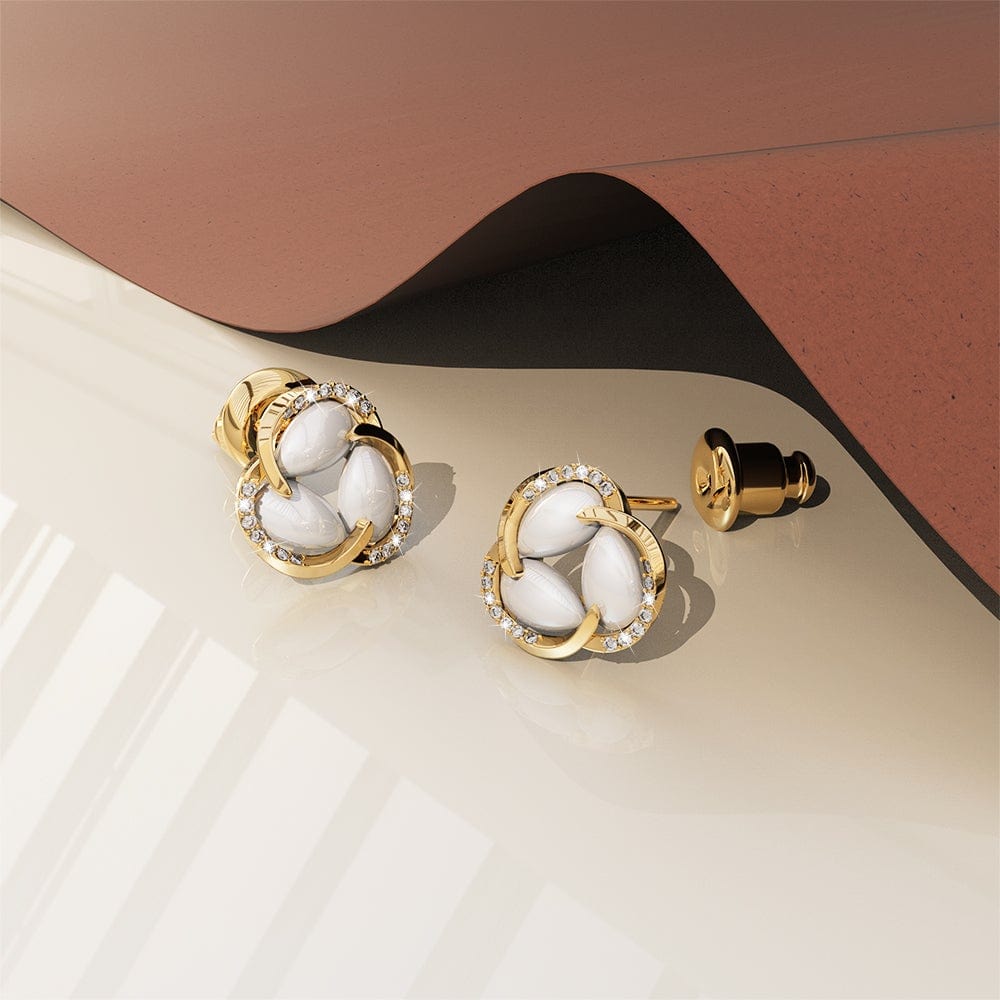 Tierra Zircon Gold Stud Earrings - Brilliant Co